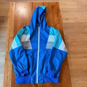 Sovereign State Blue Color Block Full Zip Hooded Windbreaker Size L